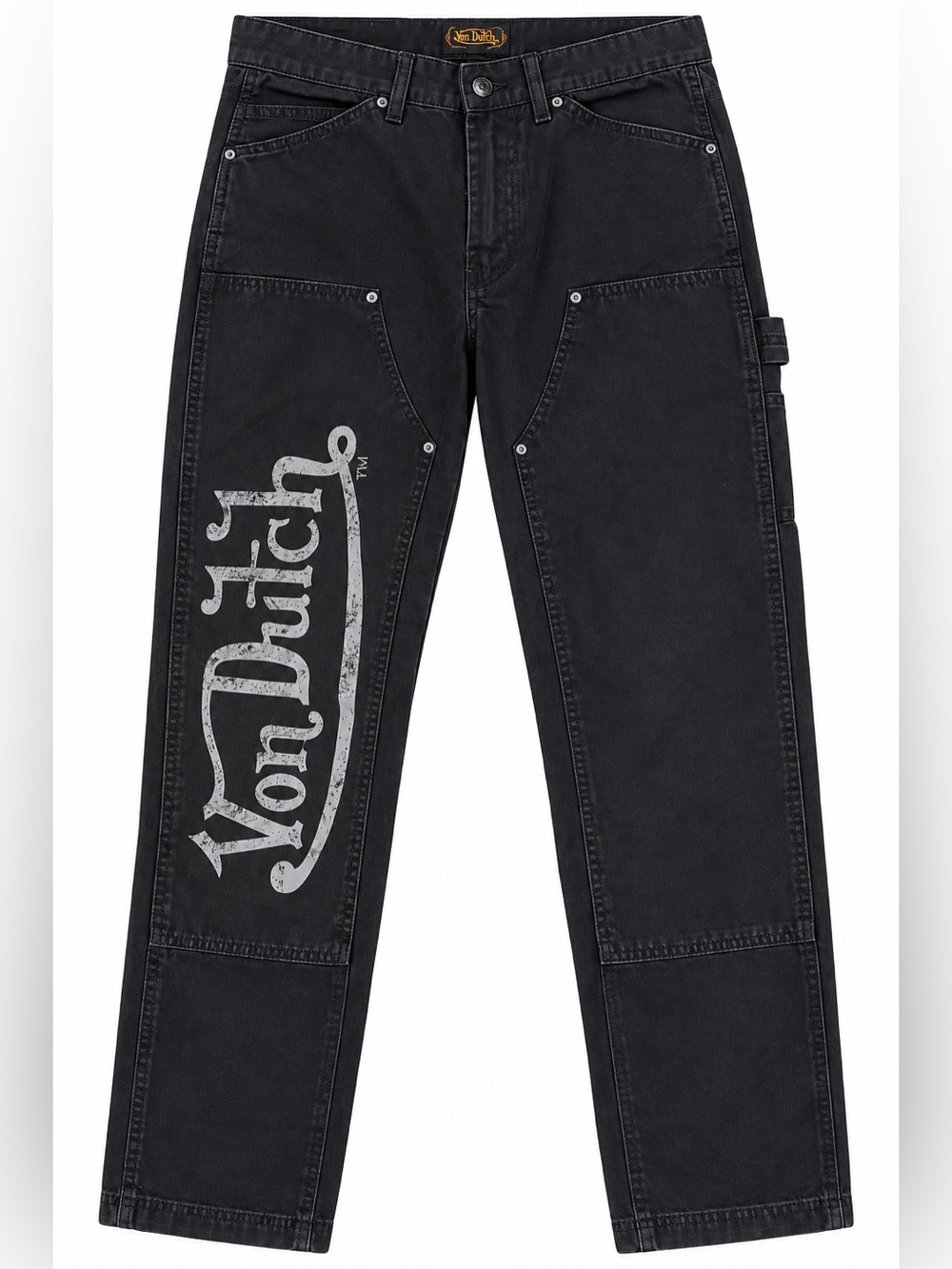 Von Dutch Black Relaxed Carpenter Jeans with Contrast Logo